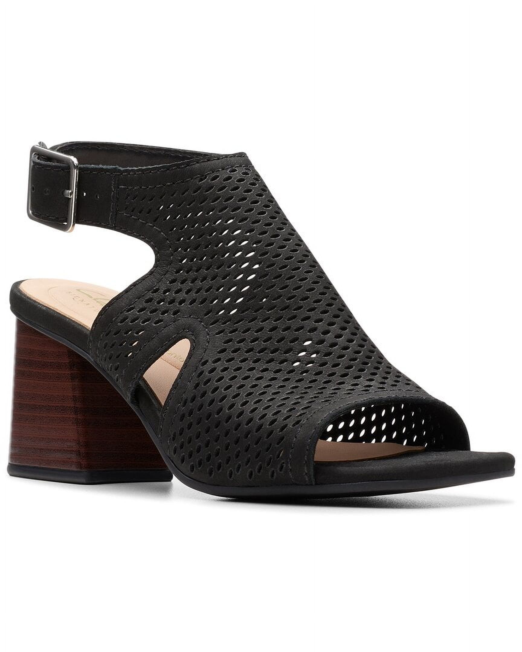 Clarks Siara65 Flow Leather Sandal, 7.5, Black